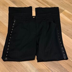 Women's Black Eyelet-Trim High-Waist Trousers
